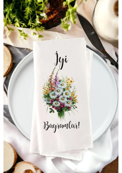 Kişiye Özel Iyi Bayramlar Baskılı Sunum Peçetesi 20’li