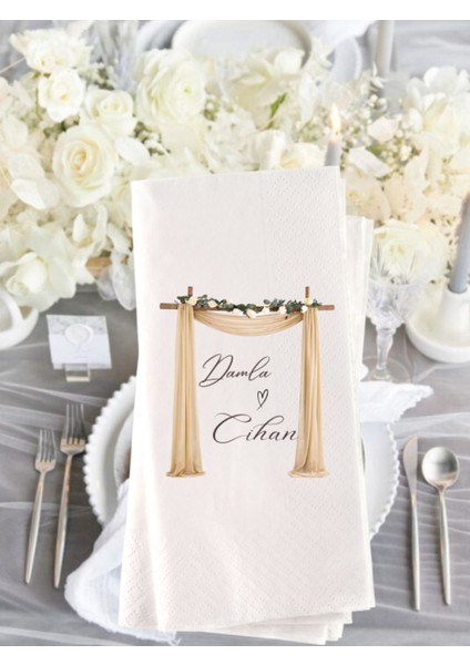 Söz Nişan Düğün Temalı Baskılı Peçete 20 Adet