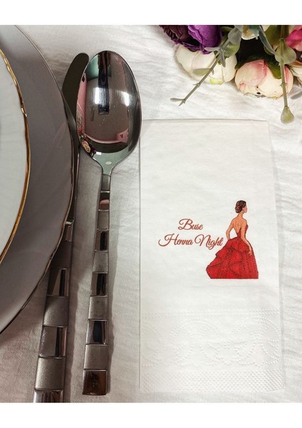 Kişiye Özel Isimli Henna Night Kına Temalı Konuşan Peçete 20’li