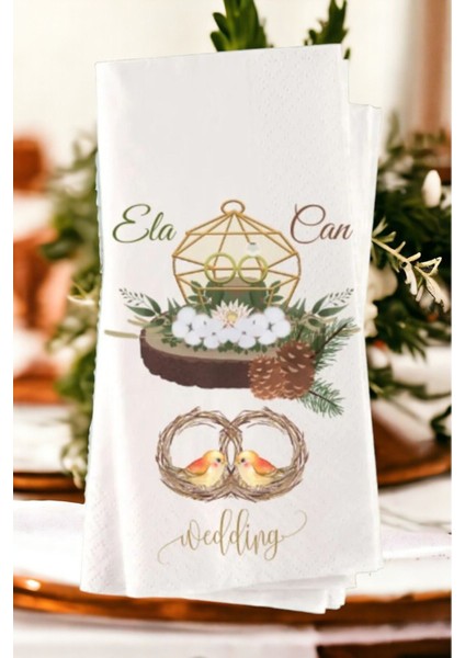 Kişiye Özel Söz, Nişan, Kına, Düğün Konsept Baskılı Sunum Peçetesi 20’li