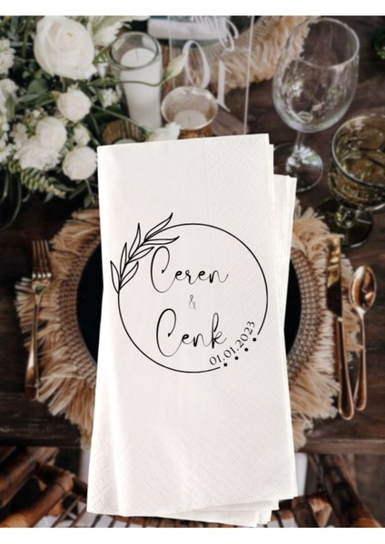 Sade,söz Nişan Düğün Temalı Baskılı Peçete 20 Adet