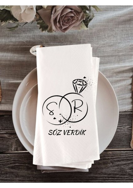 Kişiye Özel Söz Verdik Baskılı Garson Katlama Peçete 20 Adet