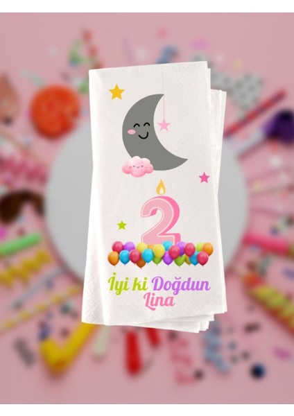 Çocuk Doğum Günü Yaş Baskılı Konsept Peçete 20 Adet