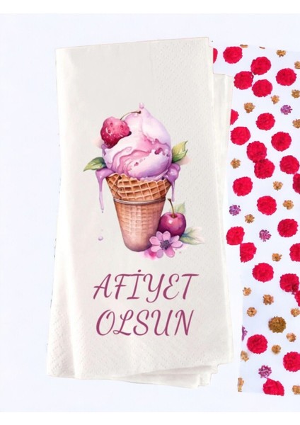 Dondurma Temalı Afiyet Olsun Baskılı Peçete 20’li
