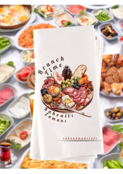 Brunch Kahvaltı Temalı Baskılı Peçete 20 Adet