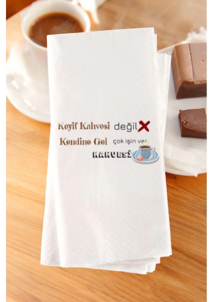 Kişiye Özel Kahve Temalı Esprili Yazı Baskılı Konuşan Peçetesi 20’li
