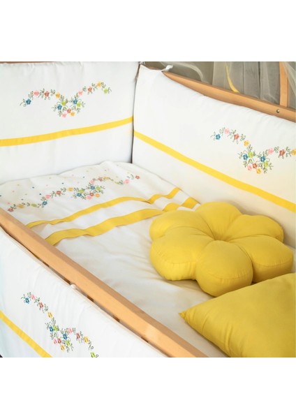 Park Yatak Bebek Uyku Seti Nevresim Takımı 70x110 Flower Sarı