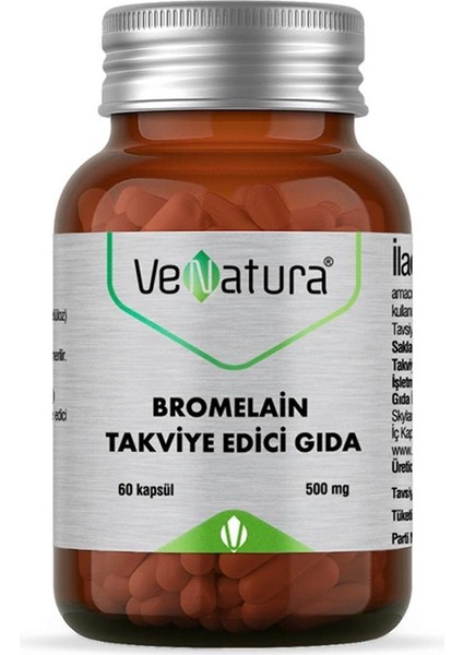 Venatura Bromelain Takviye Edici Gıda 60 Kapsül