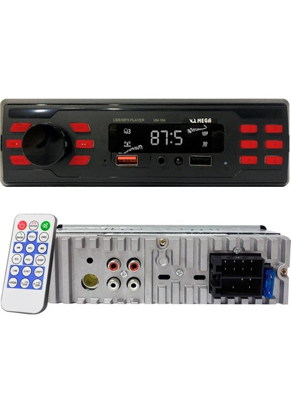 Mega VM-104 Oto Teyp 4X50 Watt Bluetooth 2xusb Sd Fm Aux 7 Renk