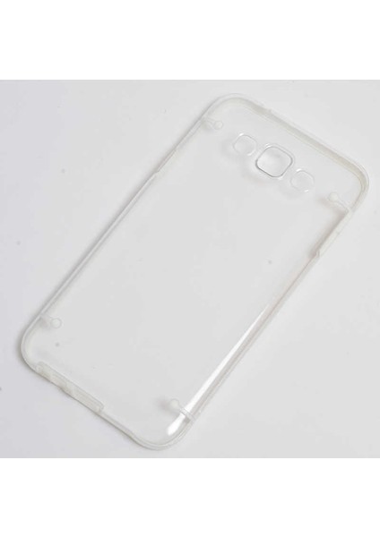 Galaxy E5 Kılıf Kenarları Renkli Şeffaf Sert 4 Noktalı Kapak