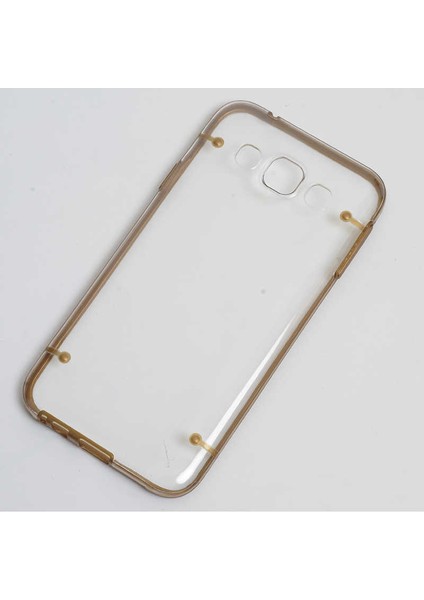 Galaxy E5 Kılıf Kenarları Renkli Şeffaf Sert 4 Noktalı Kapak