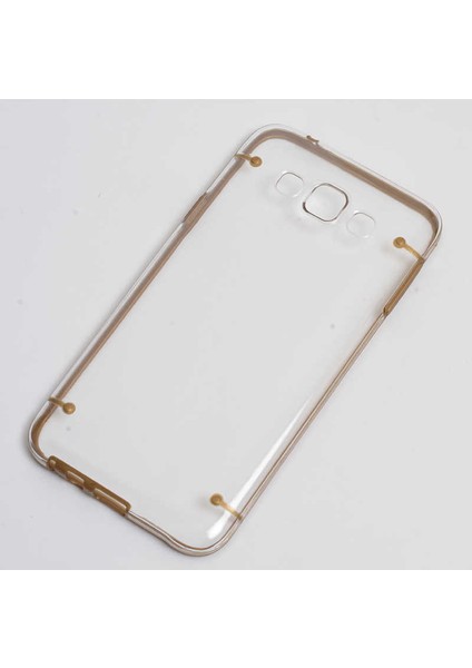 Galaxy E7 Kılıf Kenarları Renkli Şeffaf Sert 4 Noktalı Kapak