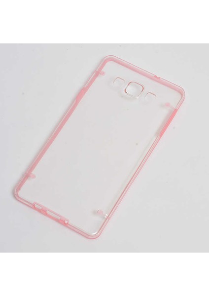 Galaxy A7 Kılıf Kenarları Renkli Şeffaf Sert 4 Noktalı Kapak