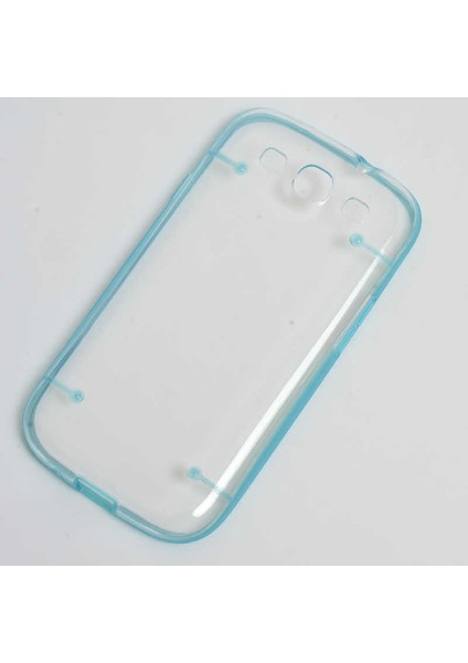Galaxy S3 Kılıf Kenarları Renkli Şeffaf Sert 4 Noktalı Kapak
