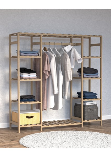 Ahşap Açık Gardırop, Masif Ahşap Gardırop 40X150X150
