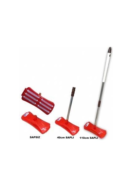 Elektrik+Şarj Derdi Yok 110CM Metal Saplı Pratik Halı Süpürgesi 6 Döner Fırçalı Gırgır Plastik Hazne