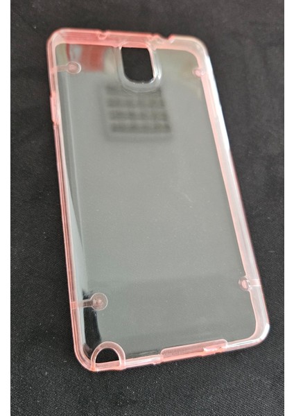 Galaxy Note 3 Kılıf Kenarları Renkli Şeffaf Sert 4 Noktalı Kapak