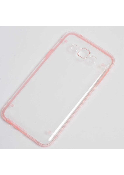 Galaxy E7 Kılıf Kenarları Renkli Şeffaf Sert 4 Noktalı Kapak