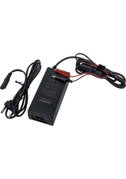 12.6 Volt - 3 Amper 5.5*2.5 + Krokodil Uçlu Ledli Yerli Üretim Masaüstü Şarj Adaptörü (OUT:12V3A) (4886)