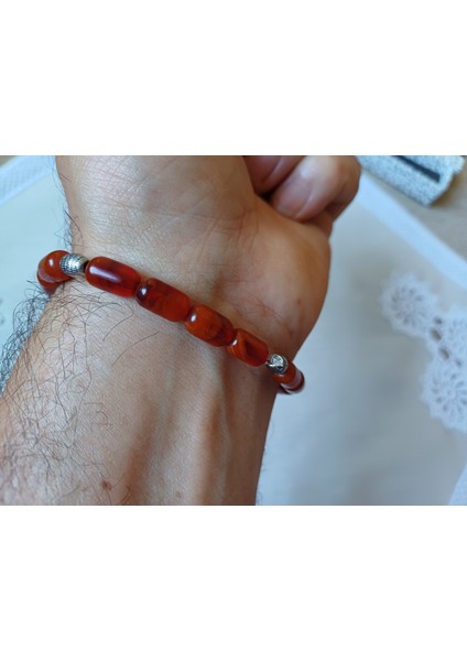 Kehribar Bileklik Unisex Ince Tip Boncuklu