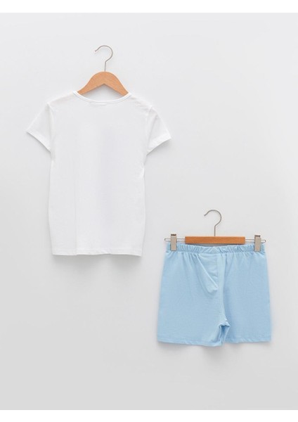 Bisiklet Yaka Sindirella Baskılı Kısa Kollu Pamuklu Kız Çocuk Pijama Takımı fiyatları