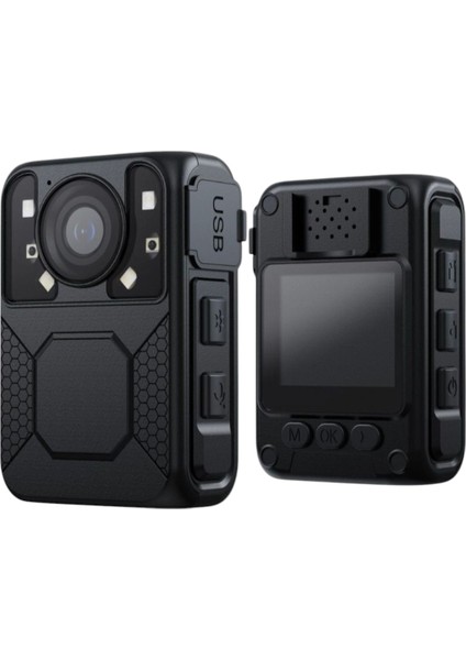 Gece Görüşlü Ekranlı Yaka Kamerası 64 GB Dahili Hafıza