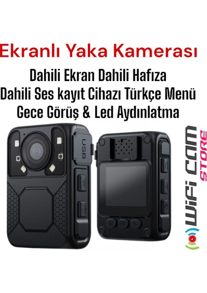 Gece Görüşlü Ekranlı Yaka Kamerası 64 GB Dahili Hafıza fiyatları