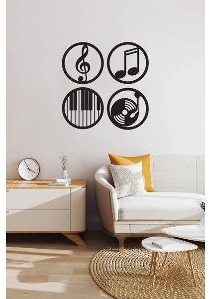Müzik Nota Ahşap Mdf Dekoratif Tablo - Müzik Temalı Duvar Dekoru (40X40 Cm)
