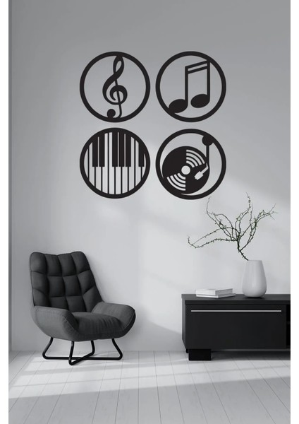 Müzik Nota Ahşap Mdf Dekoratif Tablo - Müzik Temalı Duvar Dekoru (40X40 Cm) fiyatları
