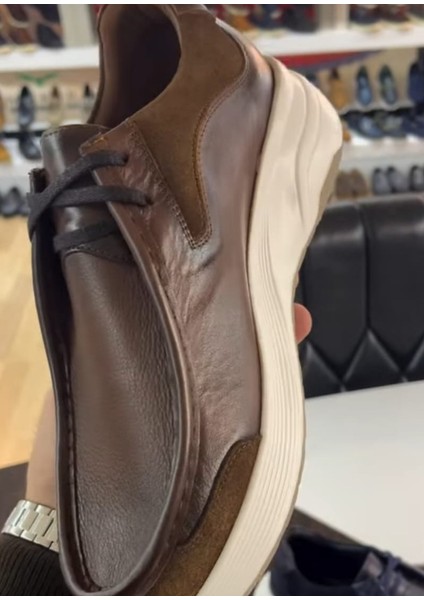 Hakiki Deri Kahve Sneakers Ayakkabı modelleri