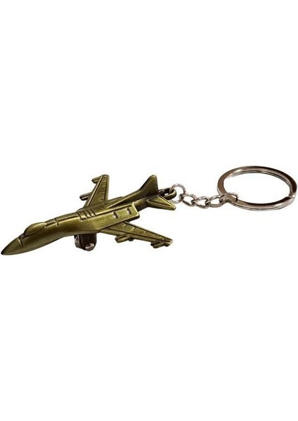 Savaş Uçağı Uçak Bronz 3 Boyutlu Tekerlekleri Dönen Pervanesi Dönen Hoster Pilot Hediye Anahtarlık