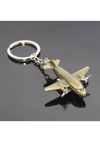 Pervaneli Uçak 3 Boyutlu Tekerlekleri Dönen Pervanesi Dönen Hoster Pilot Hediye Anahtarlık