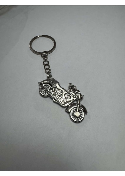 Harley Motorsiklet Gümüş Metal Tekerleri Hareket Eden Anahtarlık