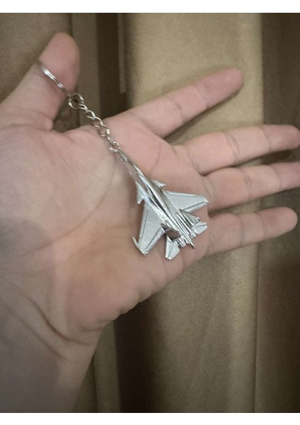 Savaş Uçağı Uçak Hostes Pilot Gümüş Metal Anahtarlık