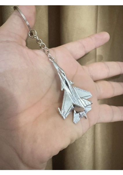Savaş Uçağı Uçak Hostes Pilot Gümüş Metal Anahtarlık
