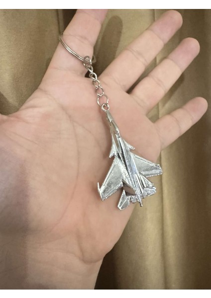 Savaş Uçağı Uçak Hostes Pilot Gümüş Metal Anahtarlık