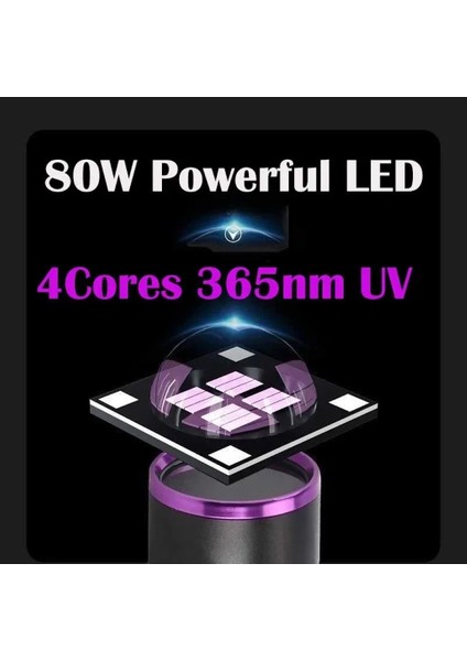 Profesyonel 80Watt UV 365nm Değerli Taş Type-C LED Fener