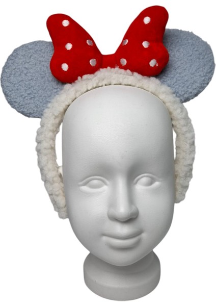 Kız Çocuk Mavi Renk Yün Peluş Mickey Kulak Figürlü Puantiyeli Fiyonklu Saç Toka fiyatları
