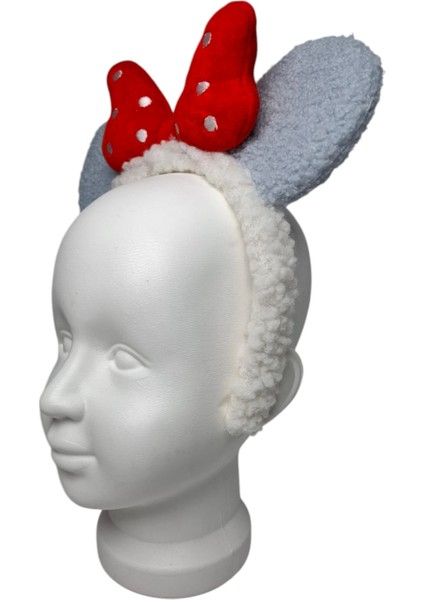 Kız Çocuk Mavi Renk Yün Peluş Mickey Kulak Figürlü Puantiyeli Fiyonklu Saç Toka fırsatları