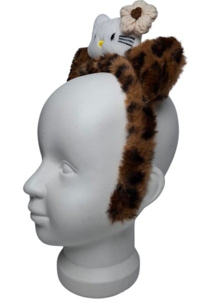 Kız Çocuk Beyaz Renk Leopar Desen Hello Kitty Figürlü ve Çiçekli Saç Toka fırsatları