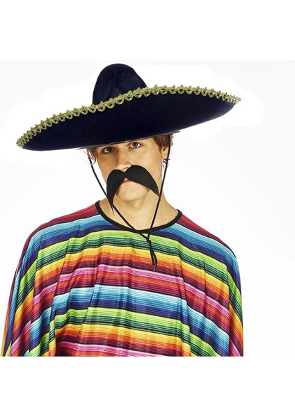 Sombrero Meksika Şapkası Mariachi Altın Şeritli Yetişkin Boy