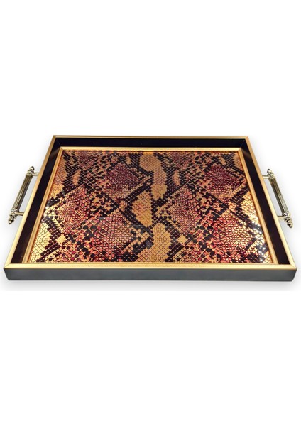 Luxurious Black Kare Tepsi 49X30 cm