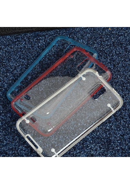 Htc One M9 Kılıf Kenarları Renkli Şeffaf Sert 4 Noktalı Kapak