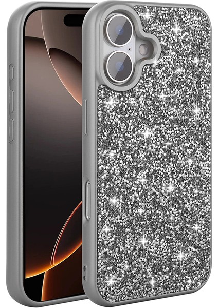 Apple iPhone 16 Kılıf Kamera Korumalı Parlak Taşlı Tasarım Zore Pırlanta Kapak