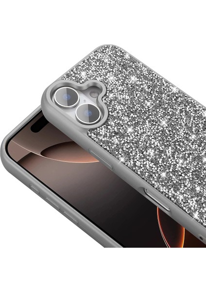 Apple iPhone 16 Kılıf Kamera Korumalı Parlak Taşlı Tasarım Zore Pırlanta Kapak
