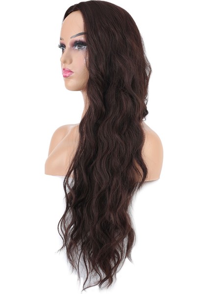 Uzun Su Dalgası Fiber Sentetik Peruk / Kızıl Kahve modelleri