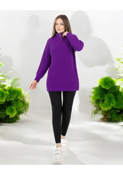 Selanik Örgülü Tunik Mor