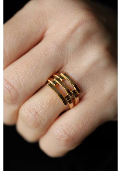 14 Ayar Altın Ajda Desenli Üçlü Kaburga Yüzük fiyatları