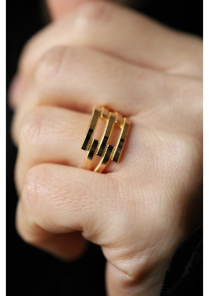 14 Ayar Altın Ajda Desenli Üçlü Kaburga Yüzük modelleri