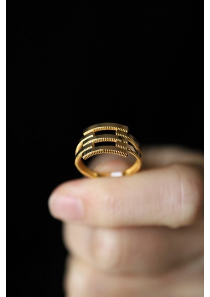 14 Ayar Altın Ajda Desenli Üçlü Kaburga Yüzük fırsatları